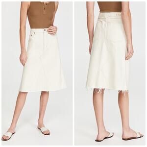 B Sides Women's Plein Cream Colored A-Line Denim Cotton Skirt Size 26‎